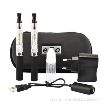 E-cigarette with 2pcs cartomizers 2pcs batteries 1pc USB charger 1pc wall charger 1pc empty bottle